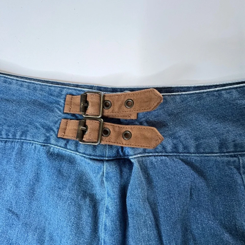 Vtg Talbots‎ Denim Maxi Skirt Buckle Waist Western Boho Coastal Cowgirl Modest 6